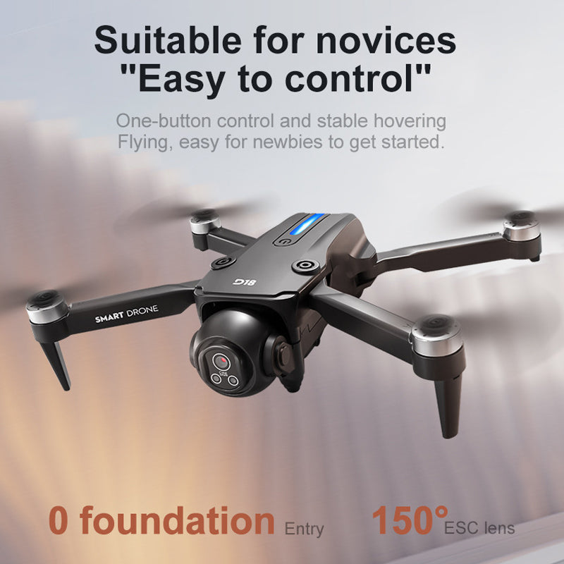 The 2026 new model D18 professional drone features high-definition aerial photography, optical flow screen control, electronic adjustment, dual cameras for video shooting, and is a brushless remote control aircraft