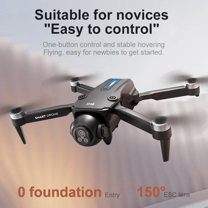 The 2026 new model D18 professional drone features high-definition aerial photography, optical flow screen control, electronic adjustment, dual cameras for video shooting, and is a brushless remote control aircraft