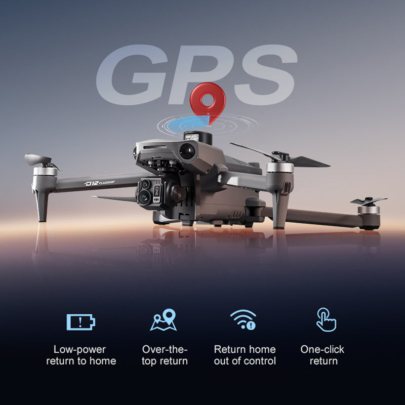 New D12 three-axis gimbal drone, equipped with high-definition professional dual camera aerial photography, GPS positioning, 360 ° telescopic obstacle avoidance, 45 minute endurance, 4500mAh large battery, flying 10 kilometers