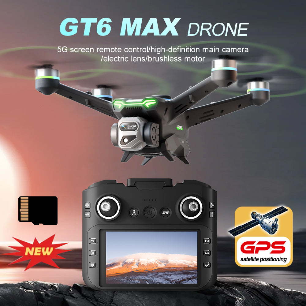 GT6 professional drone GPS automatic return quadcopter remote control with screen display high-definition aerial photography obstacle avoidance aircraft