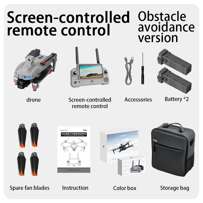 AE60 large screen remote control three-axis gimbal airdrop GPS drone 5G digital 12 kilometer image transmission 360 ° radar obstacle avoidance high-definition professional electrically adjustable camera ultra wide angle 9800mAh lithium battery aircraft