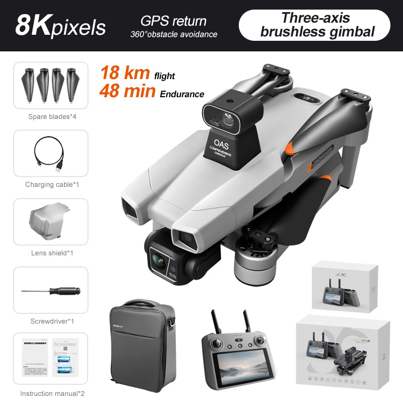 AE86 professional aerial drone 5G digital image transmission GPS positioning automatic return 360 degree radar obstacle avoidance three-axis cloud platform long endurance aircraft remote control aircraft