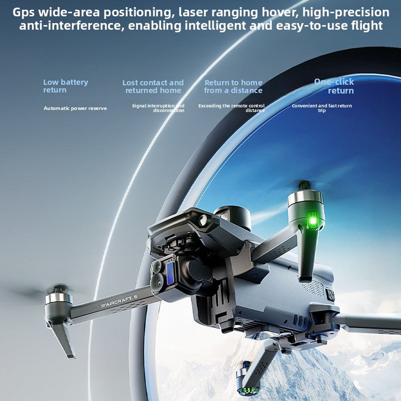 New product Wing 6 with GPS, large screen remote control drone, digital image transmission, three-axis ultra-clear 4K aerial photography, dual cameras, 40-minute ultra-long flight time, flight height, 800.45m mAh large battery, 8K image quality drone