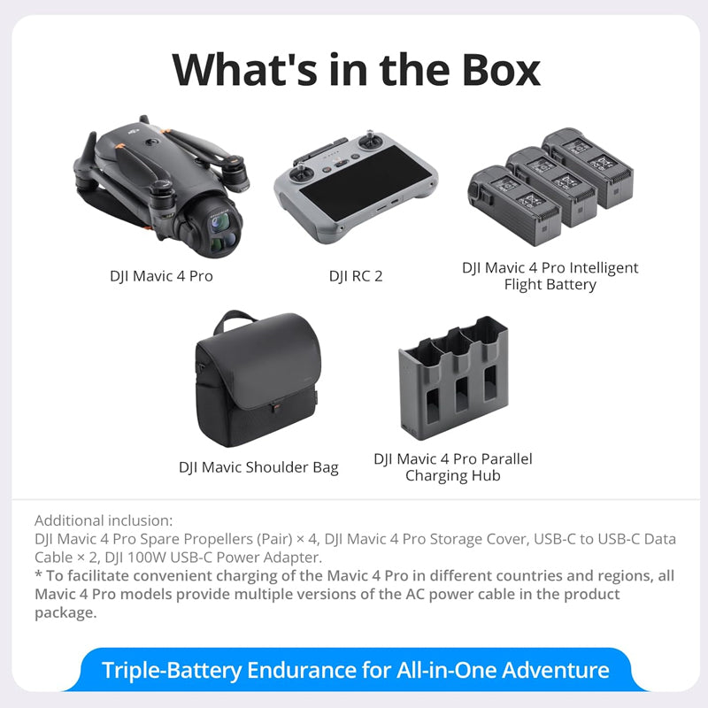 Mavic 4 Pro 512GB Creator Kit (including remote control Pro 2), flagship level triple camera drone, equipped with 100MP 4/3 CMOS Hasselblad camera, maximum flight time of 51 minutes, including three batteries Professional Edition movie level photography