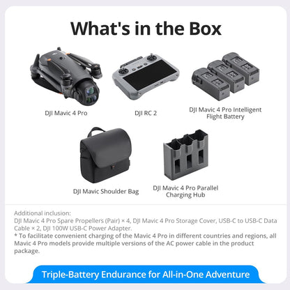 Mavic 4 Pro 512GB Creator Kit (including remote control Pro 2), flagship level triple camera drone, equipped with 100MP 4/3 CMOS Hasselblad camera, maximum flight time of 51 minutes, including three batteries Professional Edition movie level photography