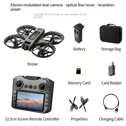 S156 Brushless RC Drone with Screen FPV Racing Drone, HD Camera, 4-Axis UAV with Optical Flow Positioning