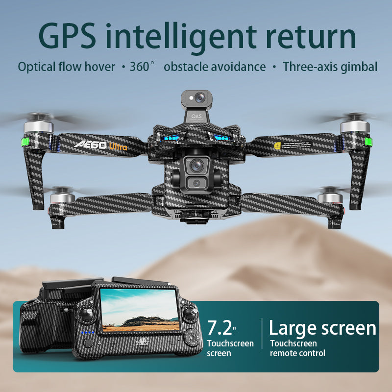 AE60 large screen remote control three-axis gimbal airdrop GPS drone 5G digital 12 kilometer image transmission 360 ° radar obstacle avoidance high-definition professional electrically adjustable camera ultra wide angle 9800mAh lithium battery aircraft