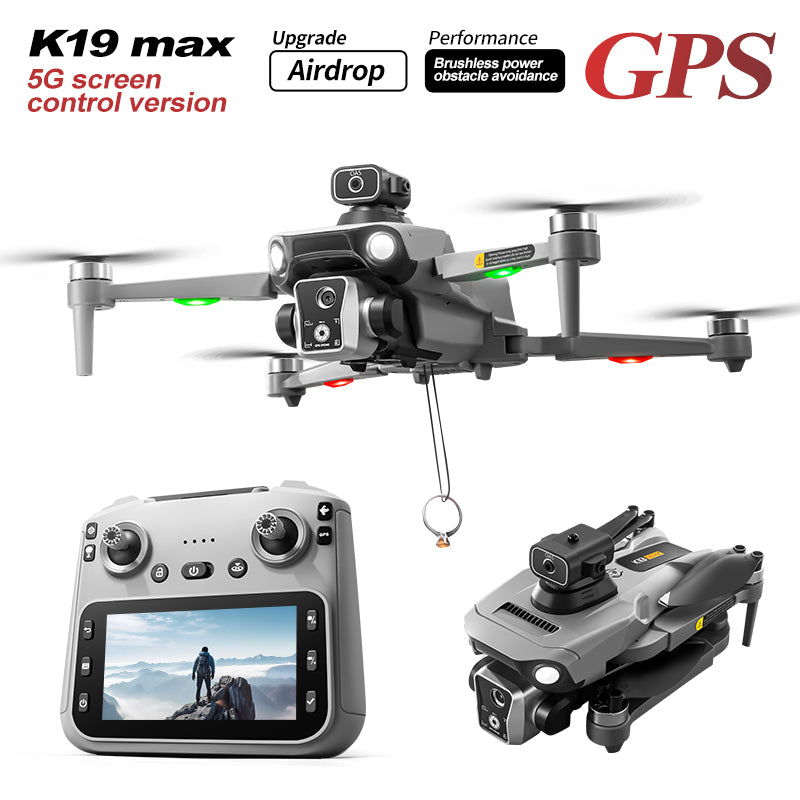 K19 Remote Control GPS Drone Quadcopter with HD Screen Display, Autonomous Return and Obstacle Avoidance