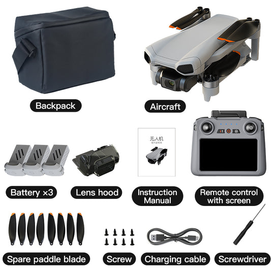 Mini touch screen drone with 247g high-definition aerial photography, 4K three-axis brushless gimbal, 35 minute endurance, wind resistant AI night view aircraft, 10km image transmission, 48 million pixels