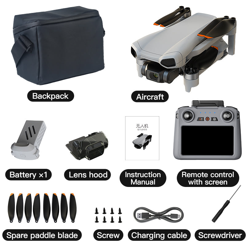 Mini touch screen drone with 247g high-definition aerial photography, 4K three-axis brushless gimbal, 35 minute endurance, wind resistant AI night view aircraft, 10km image transmission, 48 million pixels