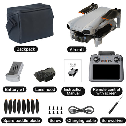 Mini touch screen drone with 247g high-definition aerial photography, 4K three-axis brushless gimbal, 35 minute endurance, wind resistant AI night view aircraft, 10km image transmission, 48 million pixels