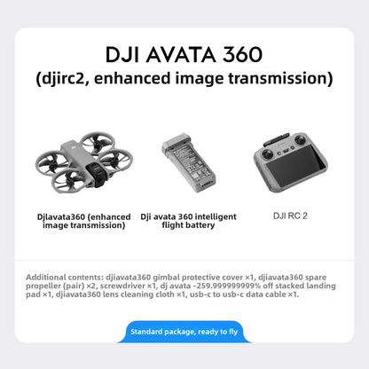 Avata360 (Remote Control 2), a 1-inch 8K 360 ° aerial drone designed for FPV and aerial photography, equipped with a propeller guard. Equipped with a built-in screen remote control 2, it achieves precise control and multifunctionality