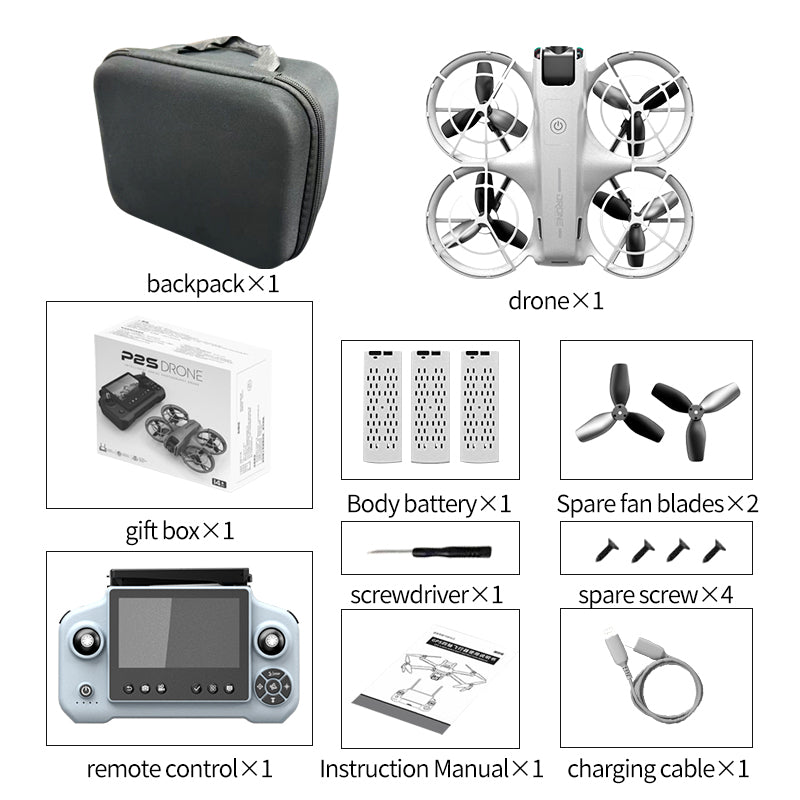 The P2S brushless aerial photography mini drone is equipped with a large screen, remote control, obstacle avoidance, all-inclusive, shock-resistant, electrically adjustable, long-lasting, and high-definition camera aircraft