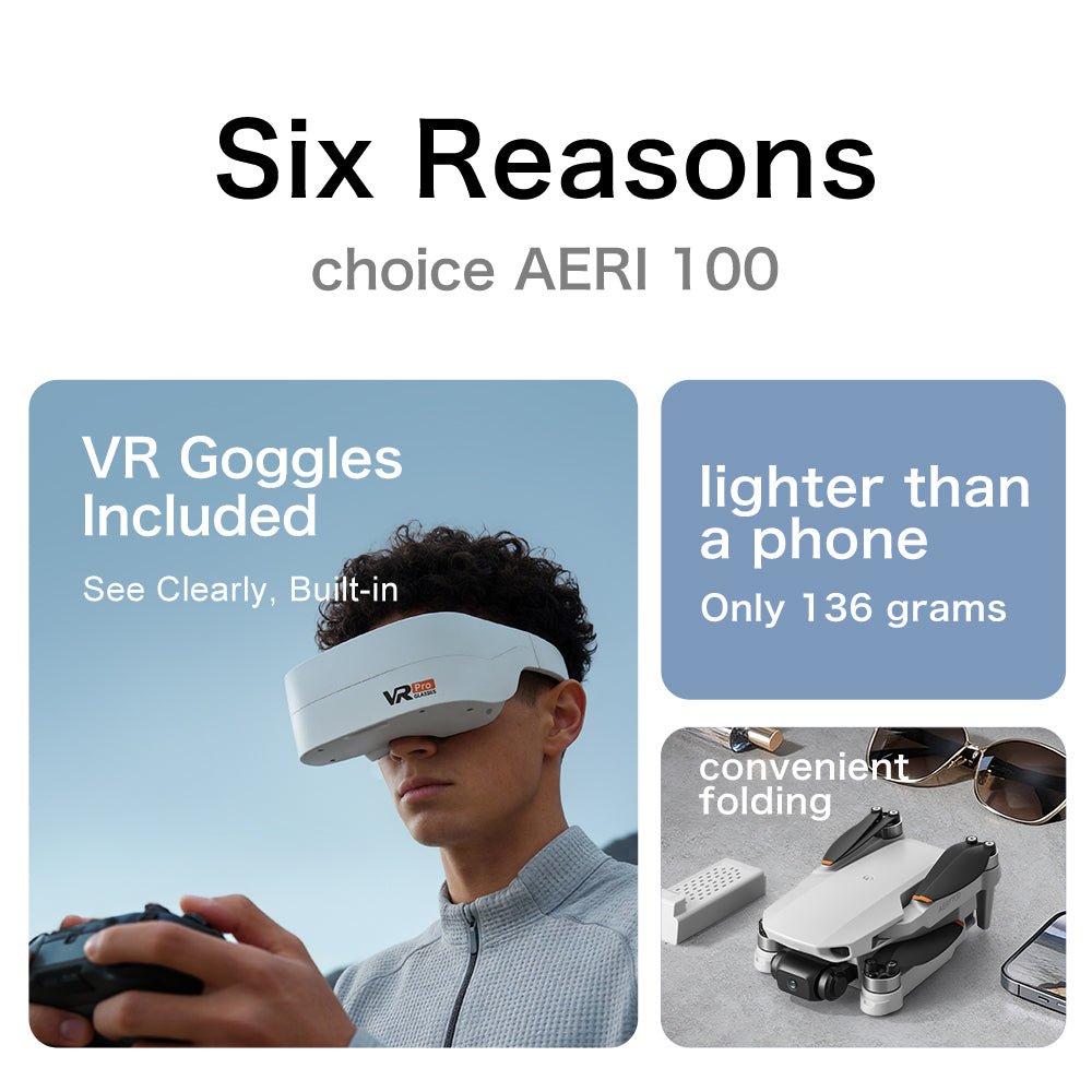 Aeri 100mini brushless drone with VR glasses, optical flow hovering, shock resistant and wind resistant aircraft, high-definition professional aerial photography, dual cameras, intelligent mirror operation, remote control aircraft