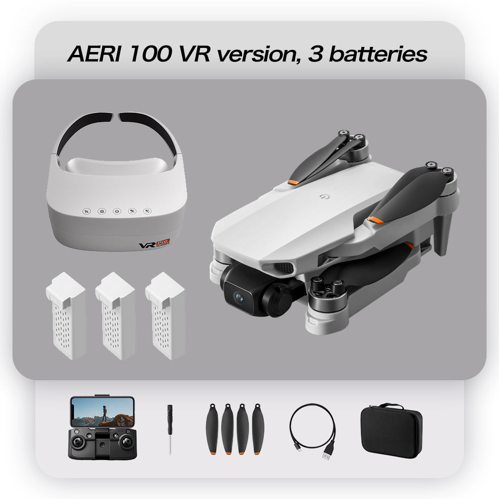 Aeri 100mini brushless drone with VR glasses, optical flow hovering, shock resistant and wind resistant aircraft, high-definition professional aerial photography, dual cameras, intelligent mirror operation, remote control aircraft