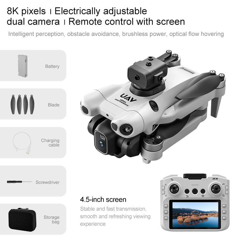 The P6mini drone with 8K main camera and LCD remote control is a high-definition professional aerial photography remote control aircraft